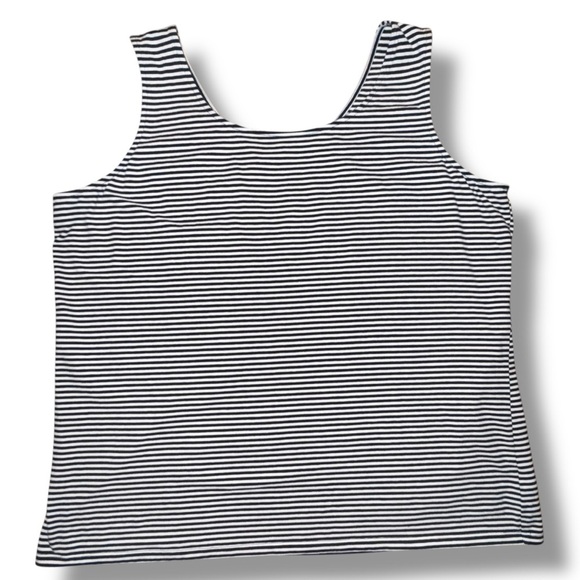 TALBOTS 180 Two-Way Tank Belleville Stripe - INDIGO BLUE/WHITE 2X - Picture 6 of 12